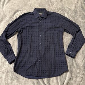 Maceoo‎ Long Sleeve Button Up Shirt Mens Sz M Fibonacci Flockgrid Blue